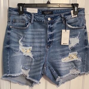 Judy Blue Women's Distressed Denim Shorts - Blue